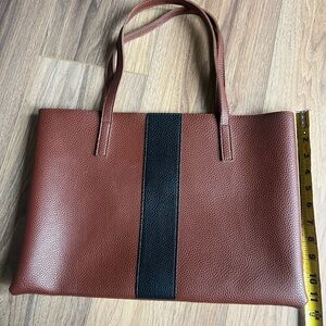 Vince Camuto Brown Tote with Black Stripe